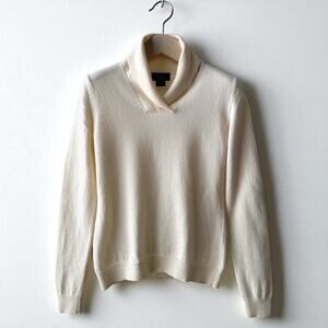 Brooks Brothers 346 Merino Wool Wrap Collar Sweater Size S, Ivory
